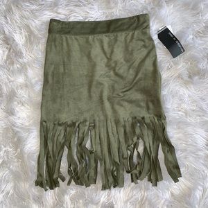 Olive flare green skirt size S suede material